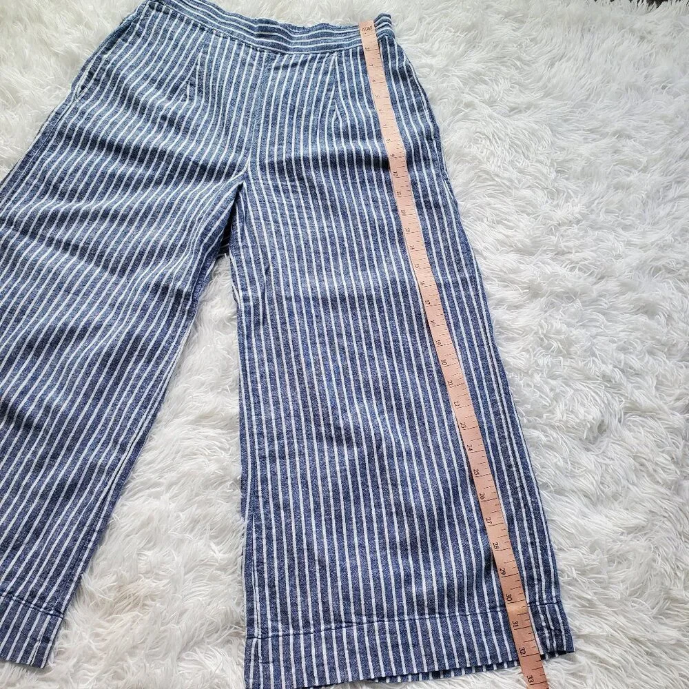beachlunchlounge Linen Pants with Pockets - Blue and White Vertical Stripe - Picture 6 of 10